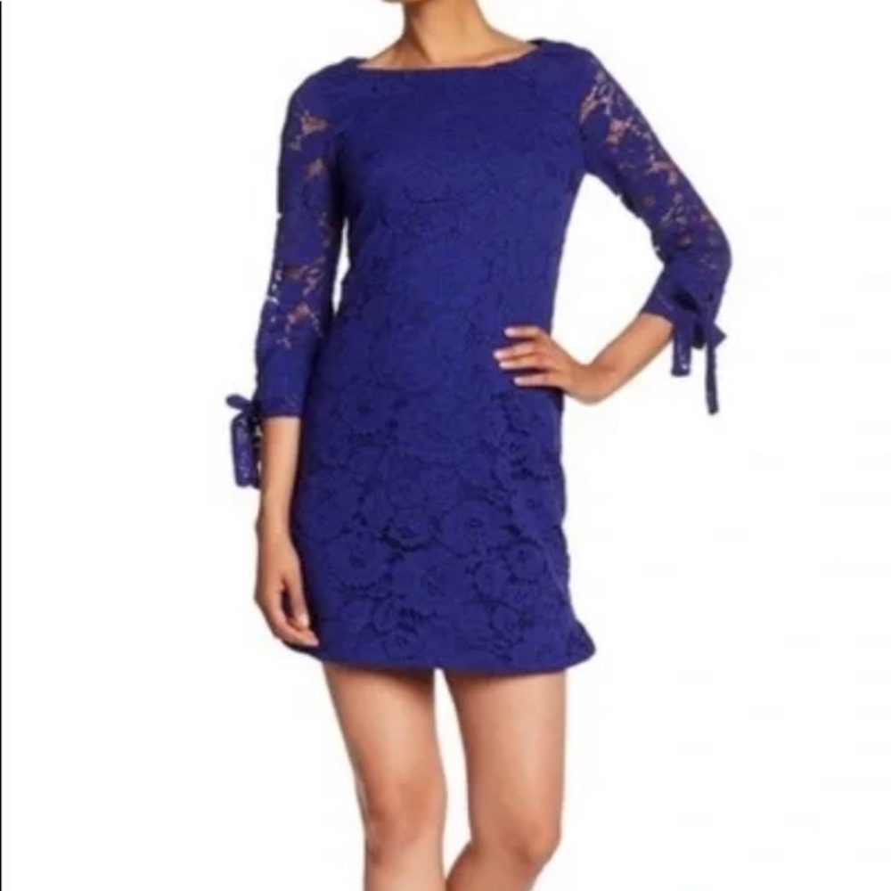 Vince Camino Floral Blue Lace Sheath Dress S 4